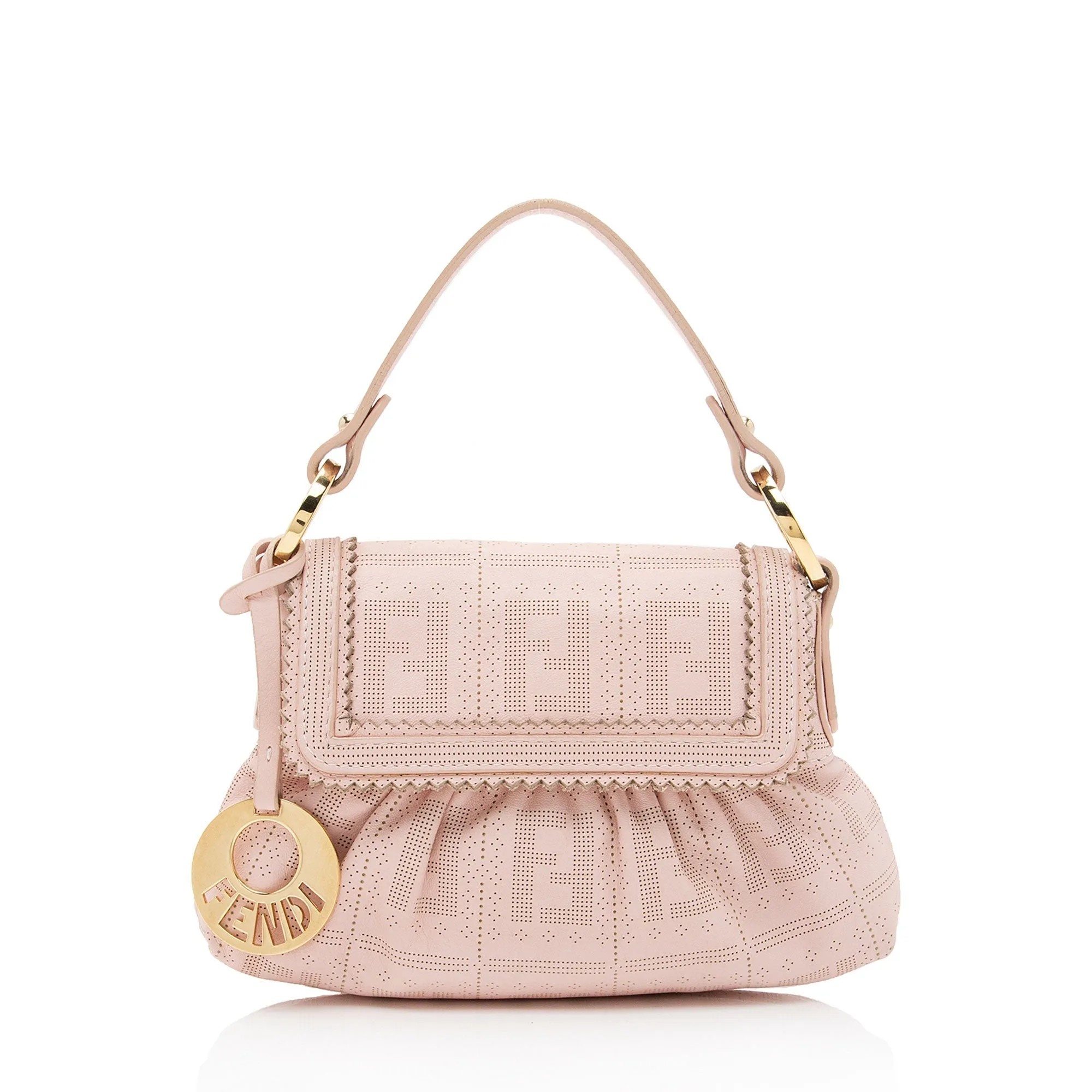 Fendi FF Perforated Leather Chef Mini Flap Bag (SHF-OTJSCU)