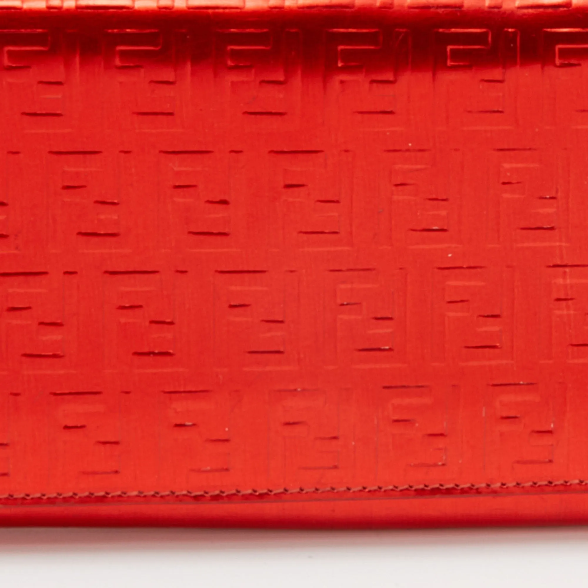 Fendi Red Zucchino Patent Leather Flap Wallet