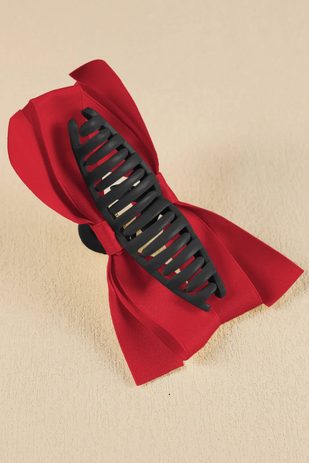 Fiery Red Bow Decor Large Hair Claw Clip