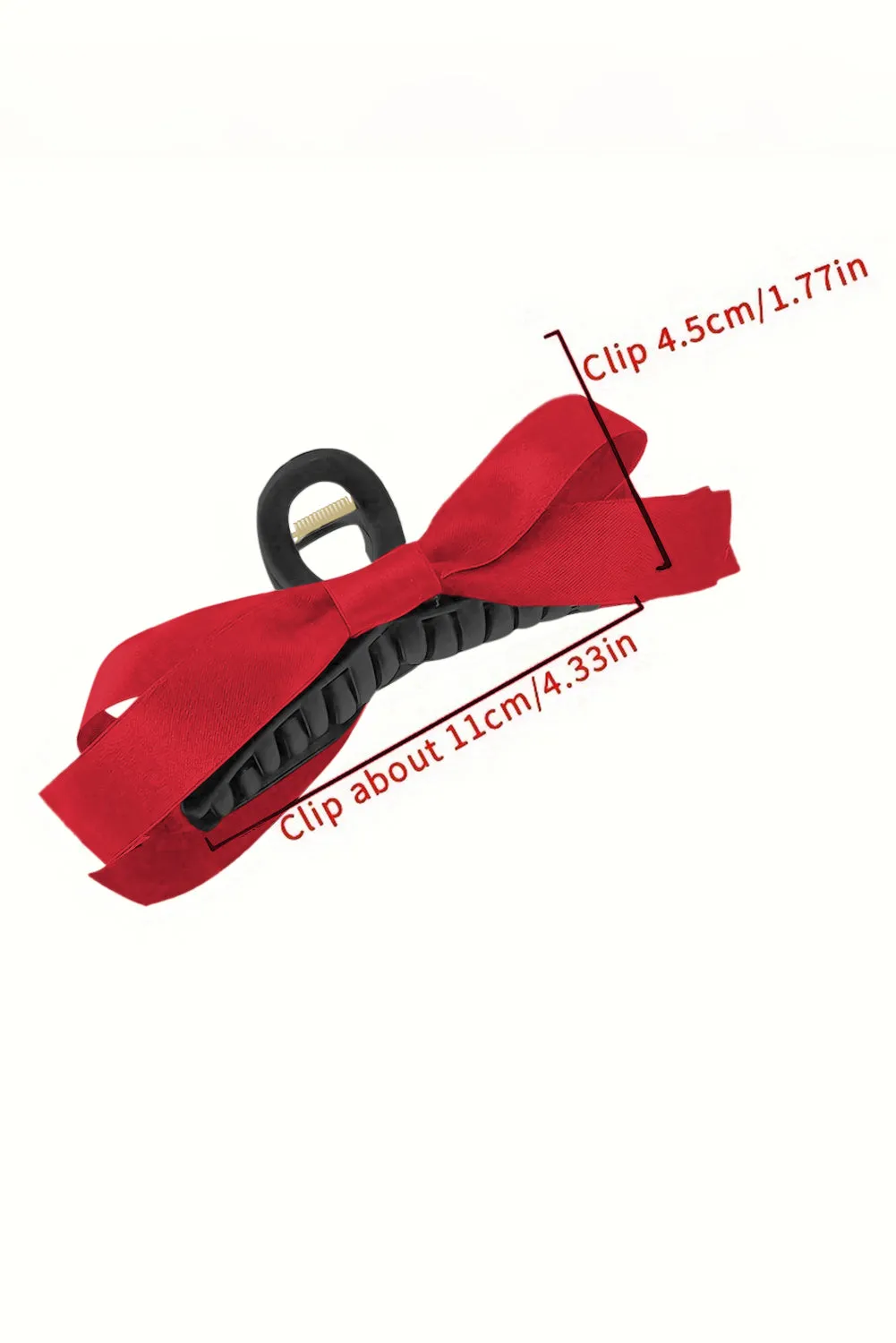 Fiery Red Bow Decor Large Hair Claw Clip