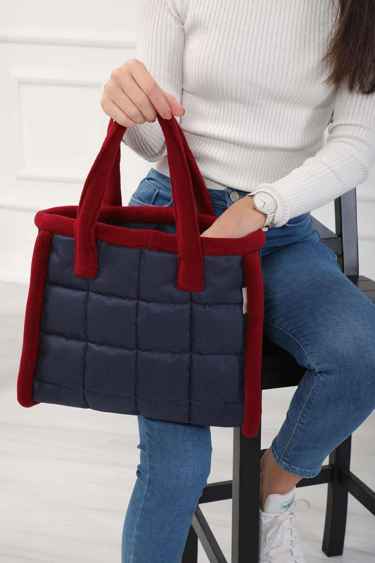 Fleece Framed Quilted Polyamide Canvas Plush Stylish Handbag for Women,CK-15