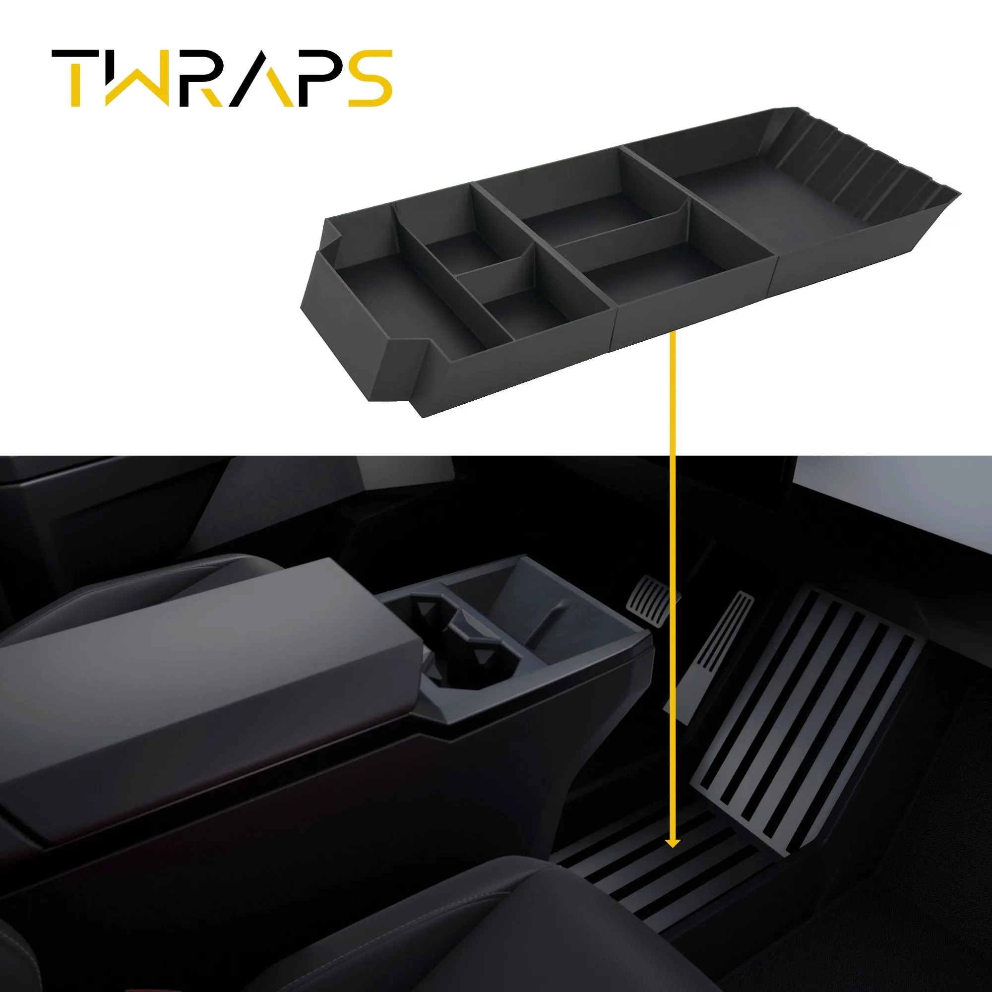 Floor Storage Organizer for Tesla Cybertruck - Lower Center Console Tray