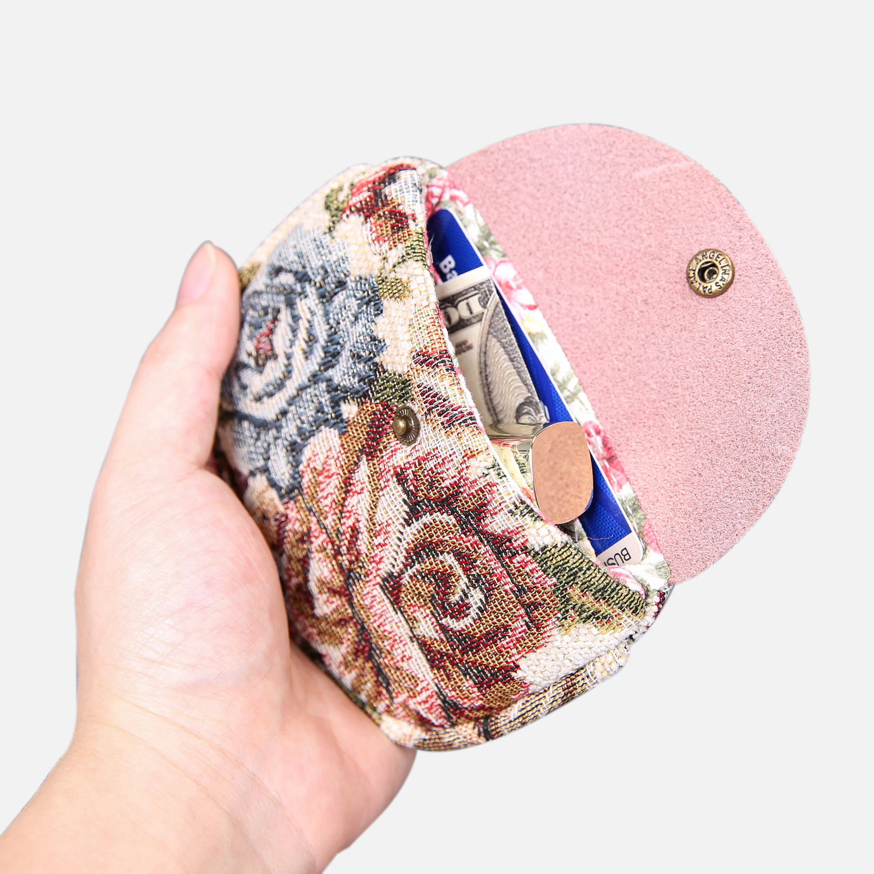 Floral Cream Flap Coin Purse