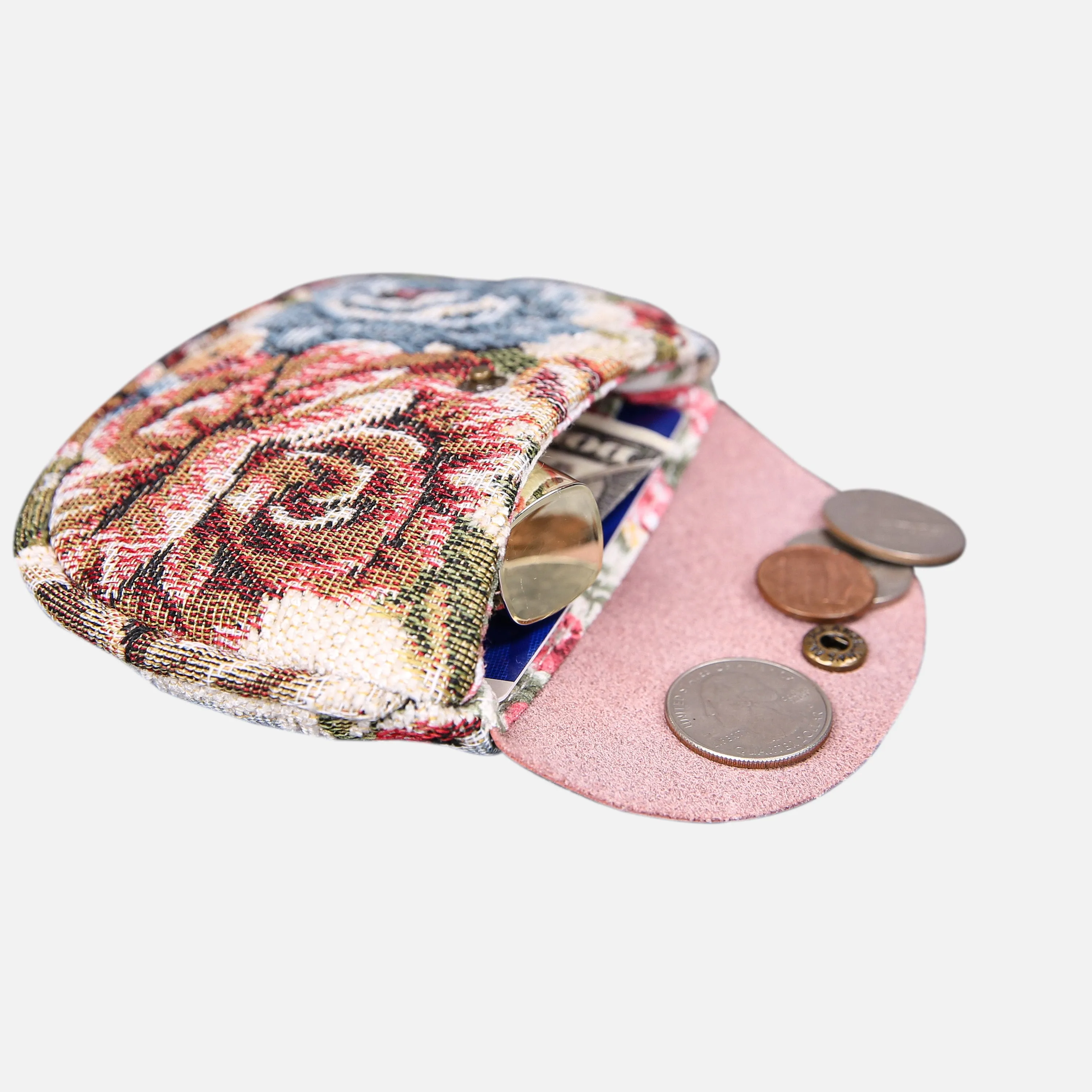 Floral Cream Flap Coin Purse