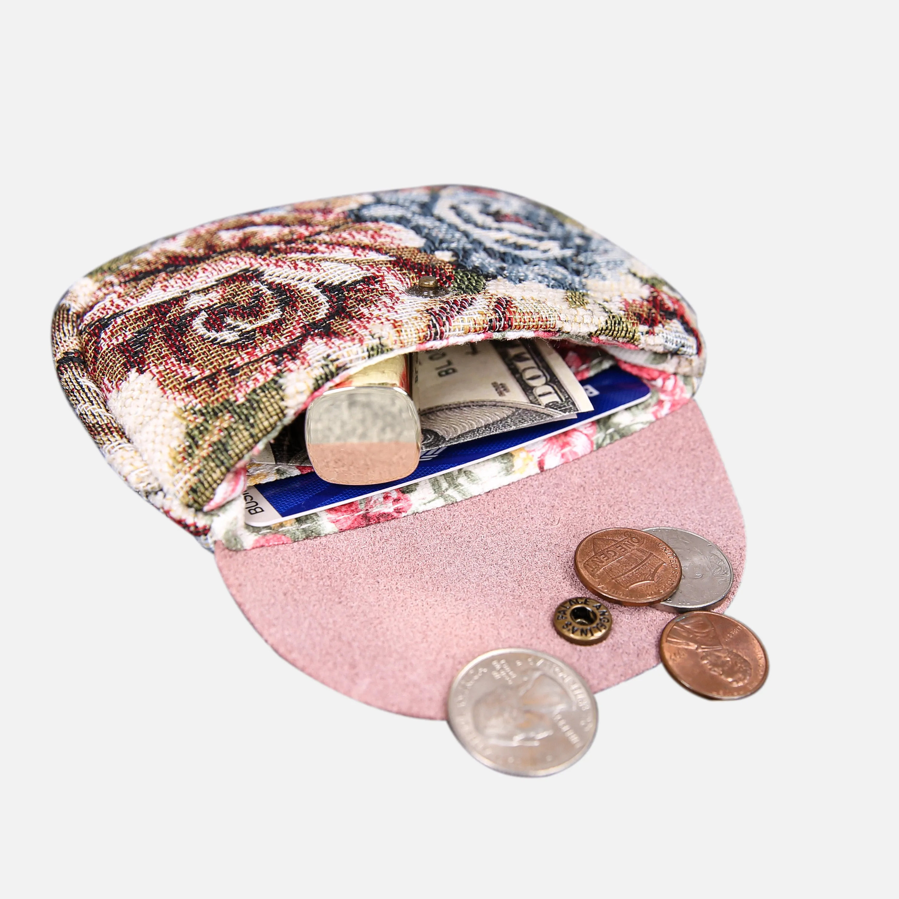 Floral Cream Flap Coin Purse