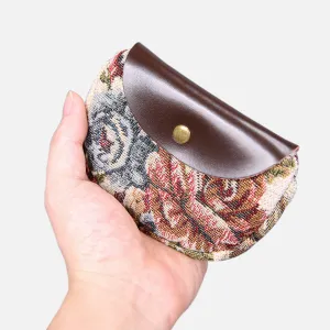 Floral Cream Flap Coin Purse