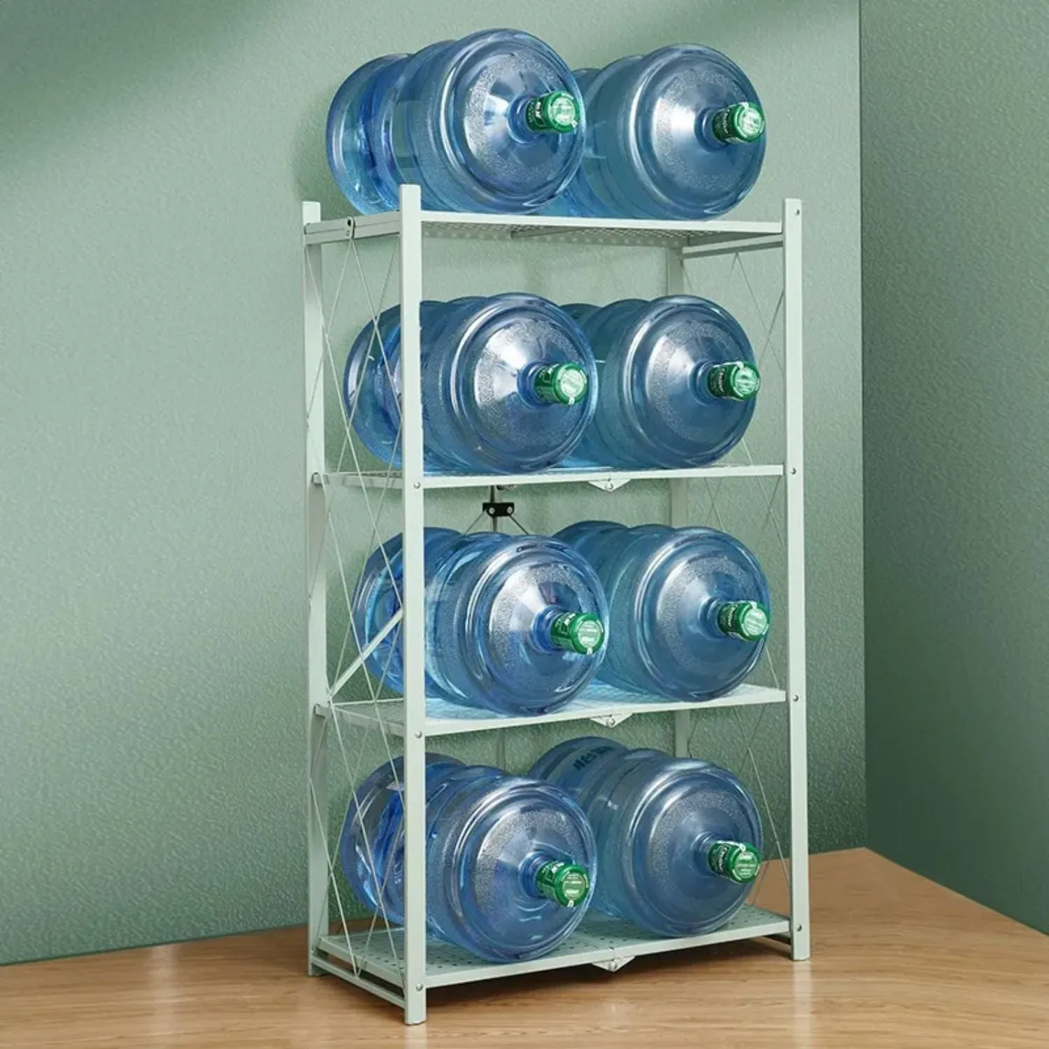 Foldable 4-Tier Carbon Steel Storage Shelf with Wheels