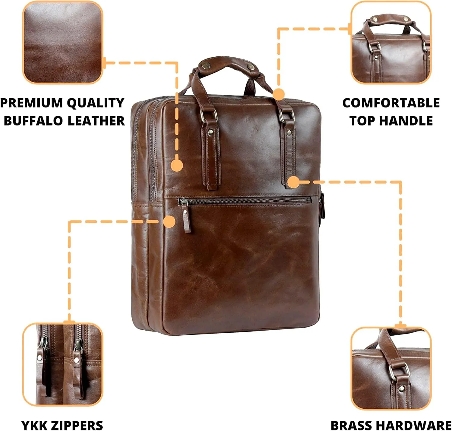 Genuine Buffalo Leather Handle Backpack