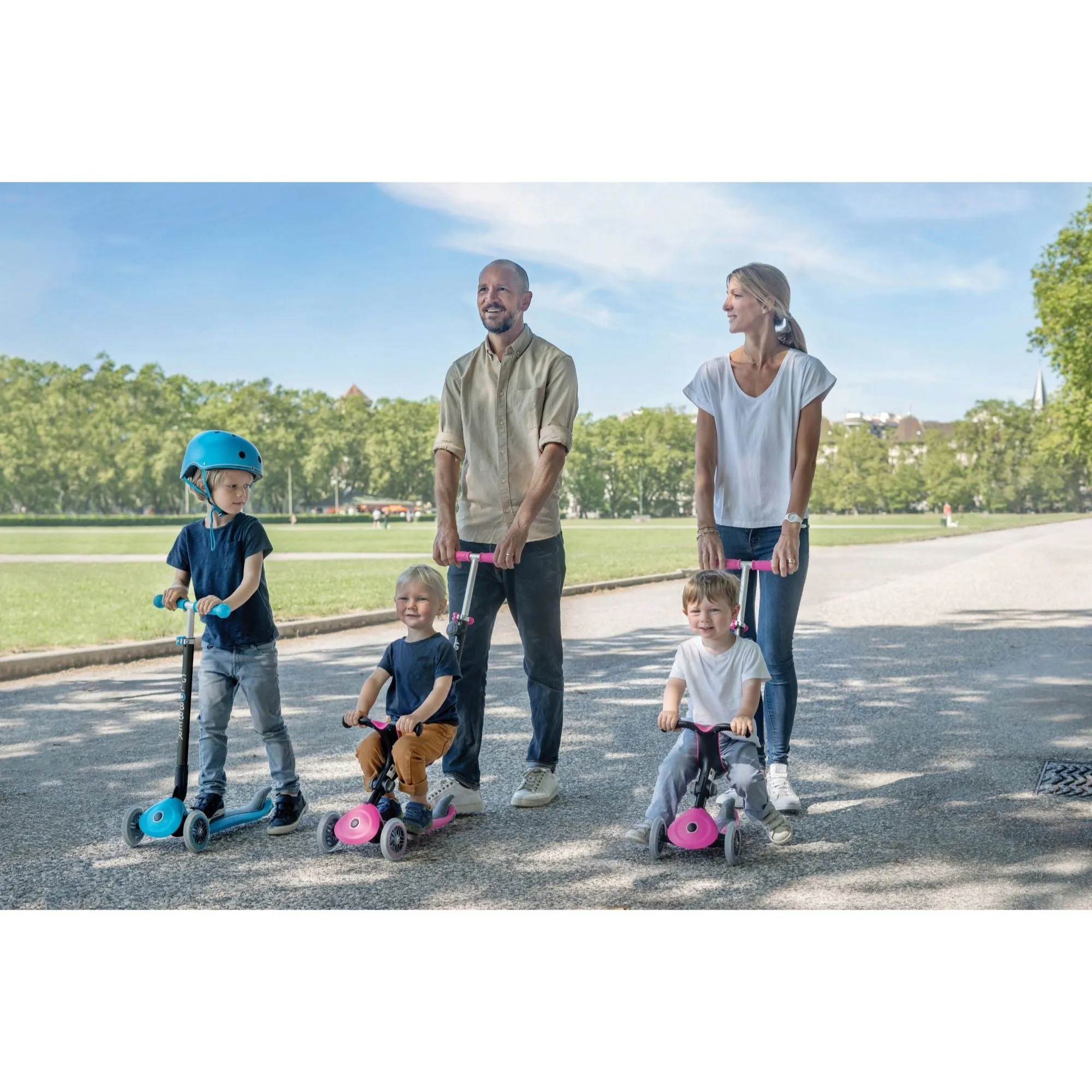 Globber Go Up Foldable Plus Lights Scooter - Pastel Blue (15m – 7y)