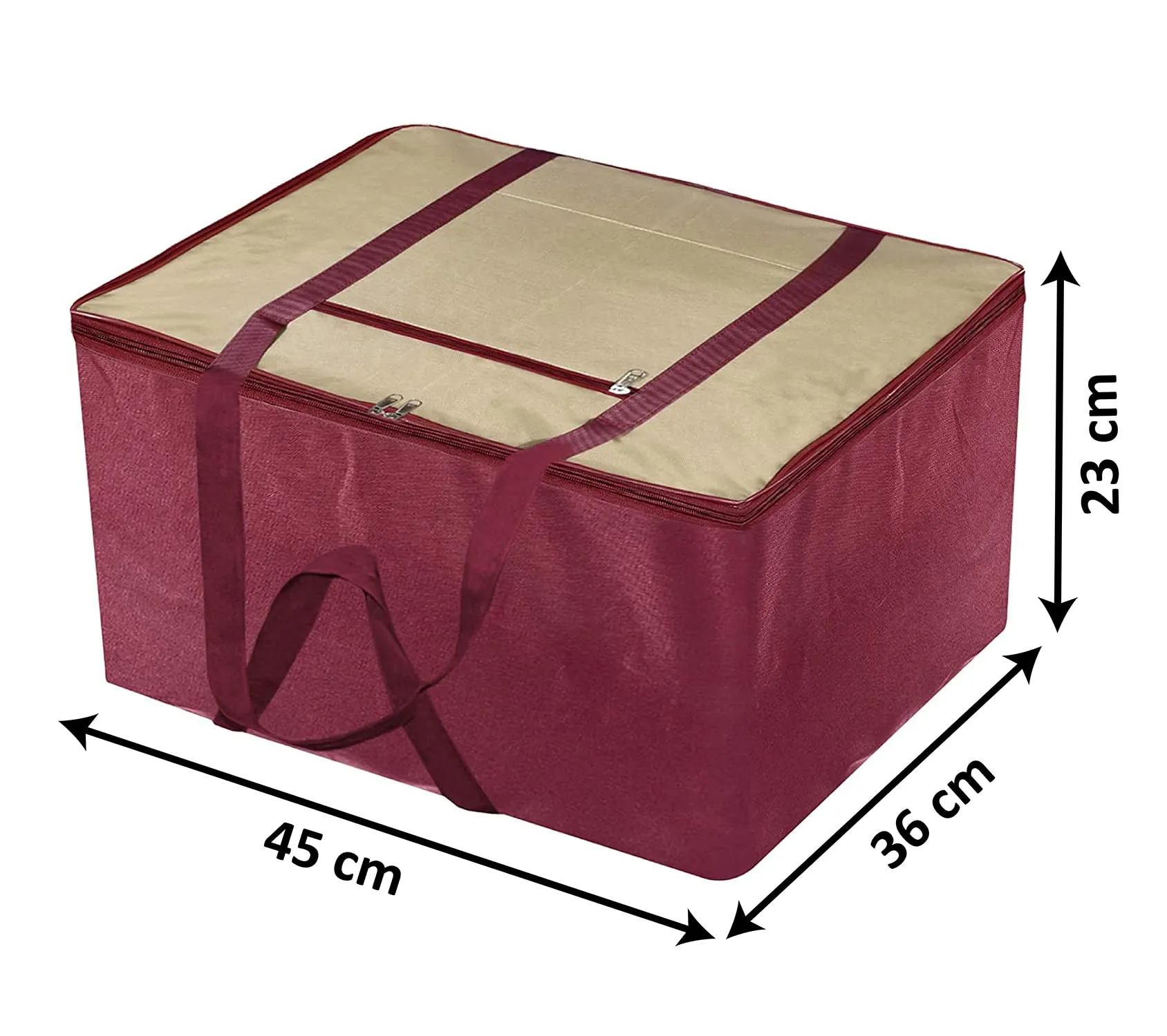 Heart Home Moisture Proof Wardrobe Organizer Storage Bag For Clothes With Zipper Closure and Handle (Brown & Maroon)-HS43HEARTH26665