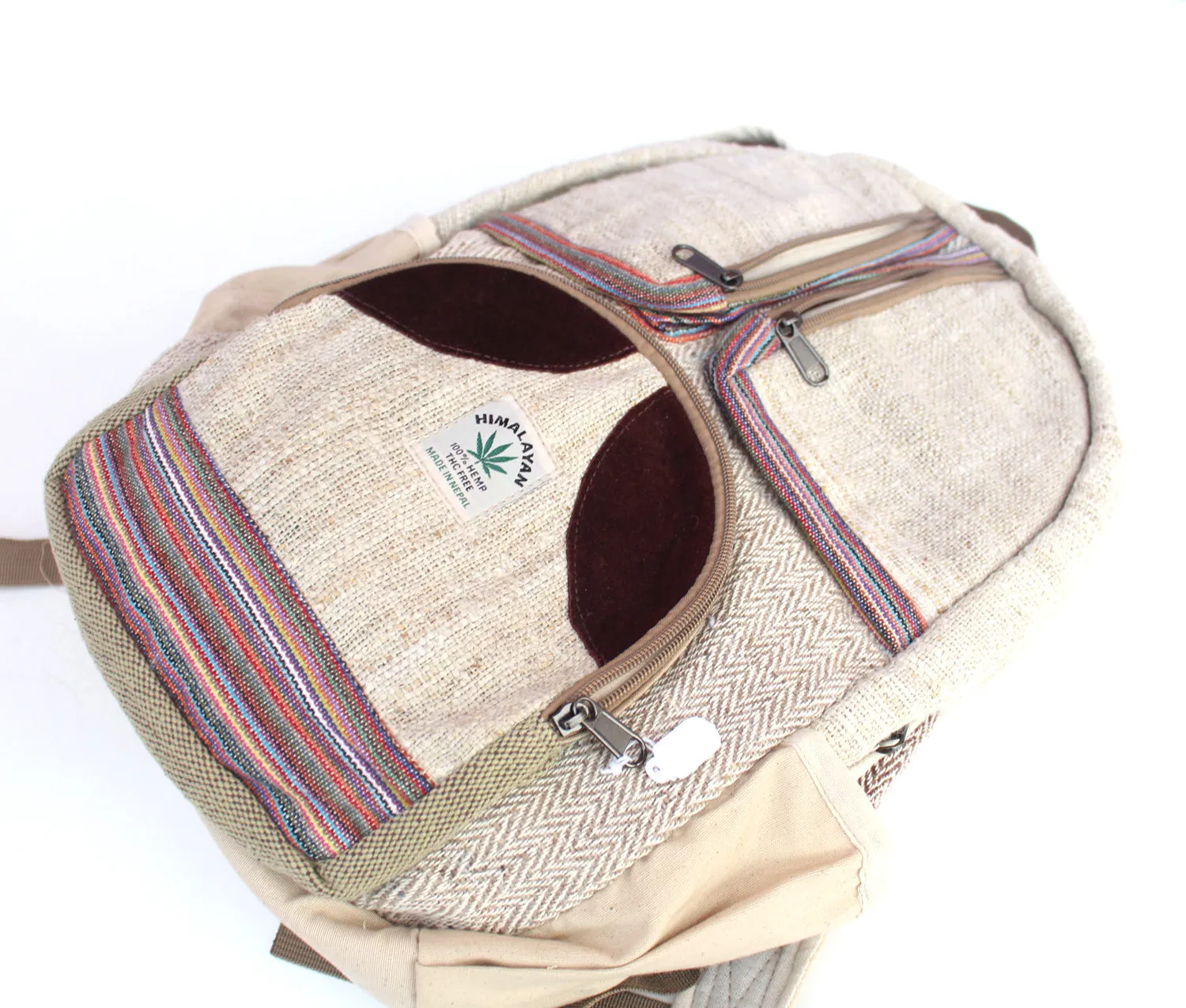 Hemp Backpack: Extra Front Zipper Pouches