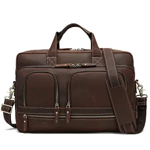 Hespary Vintage Genuine Leather Briefcase Messenger Laptop Bag