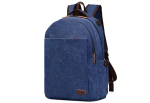 Hiking Canvas Large Capacity Backpack With Usb Charging Ports Blue Bags