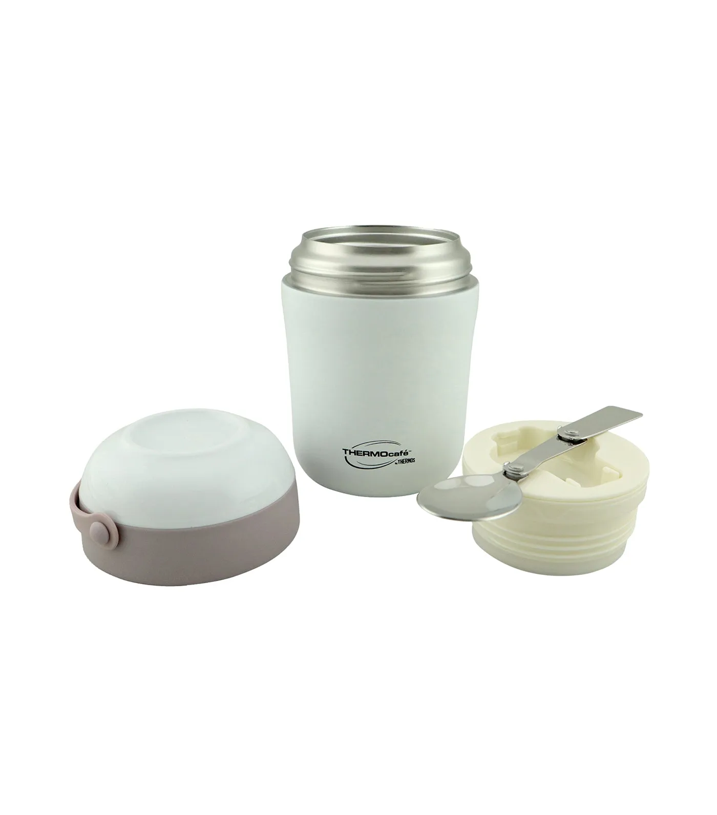 Insulated Food Jar with Stainless Steel Spoon - White