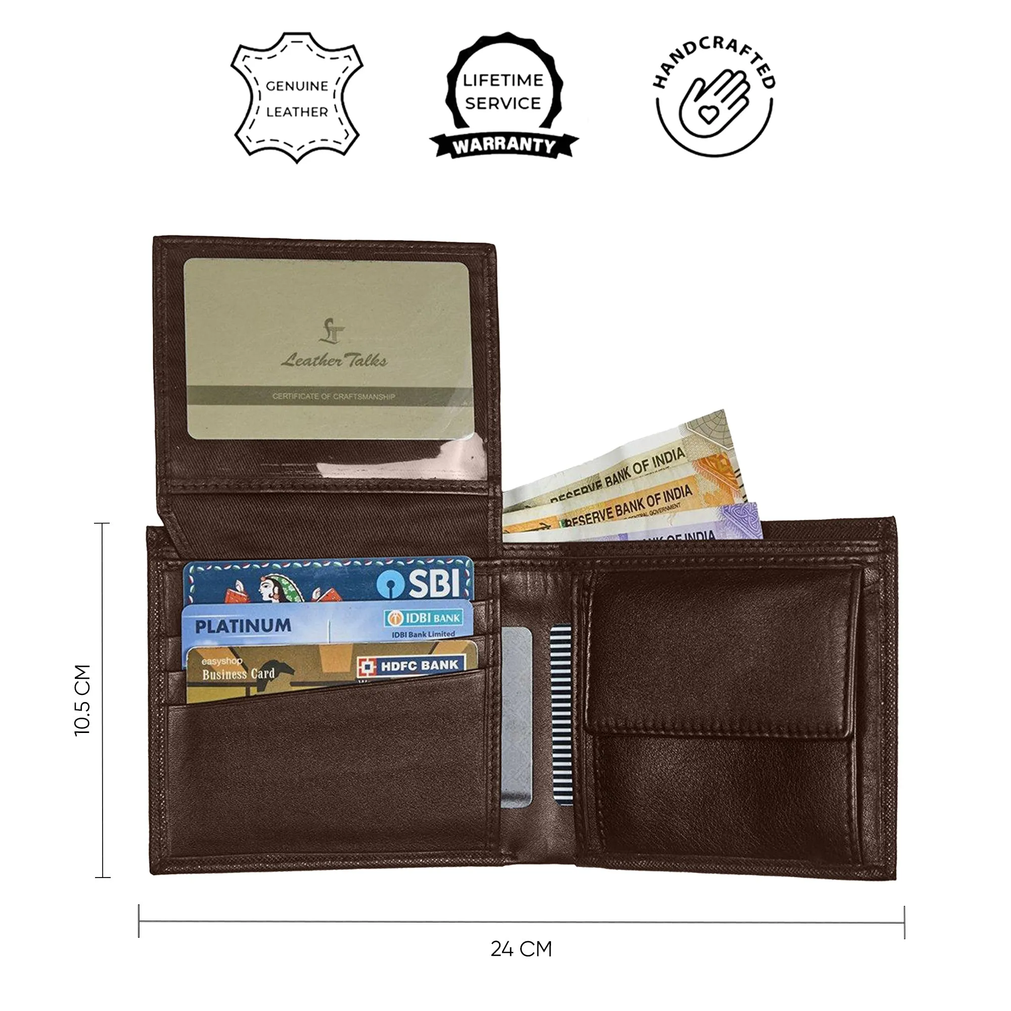 Italian Wood Finish | Pure Leather Wallet for Men | Color: Brown