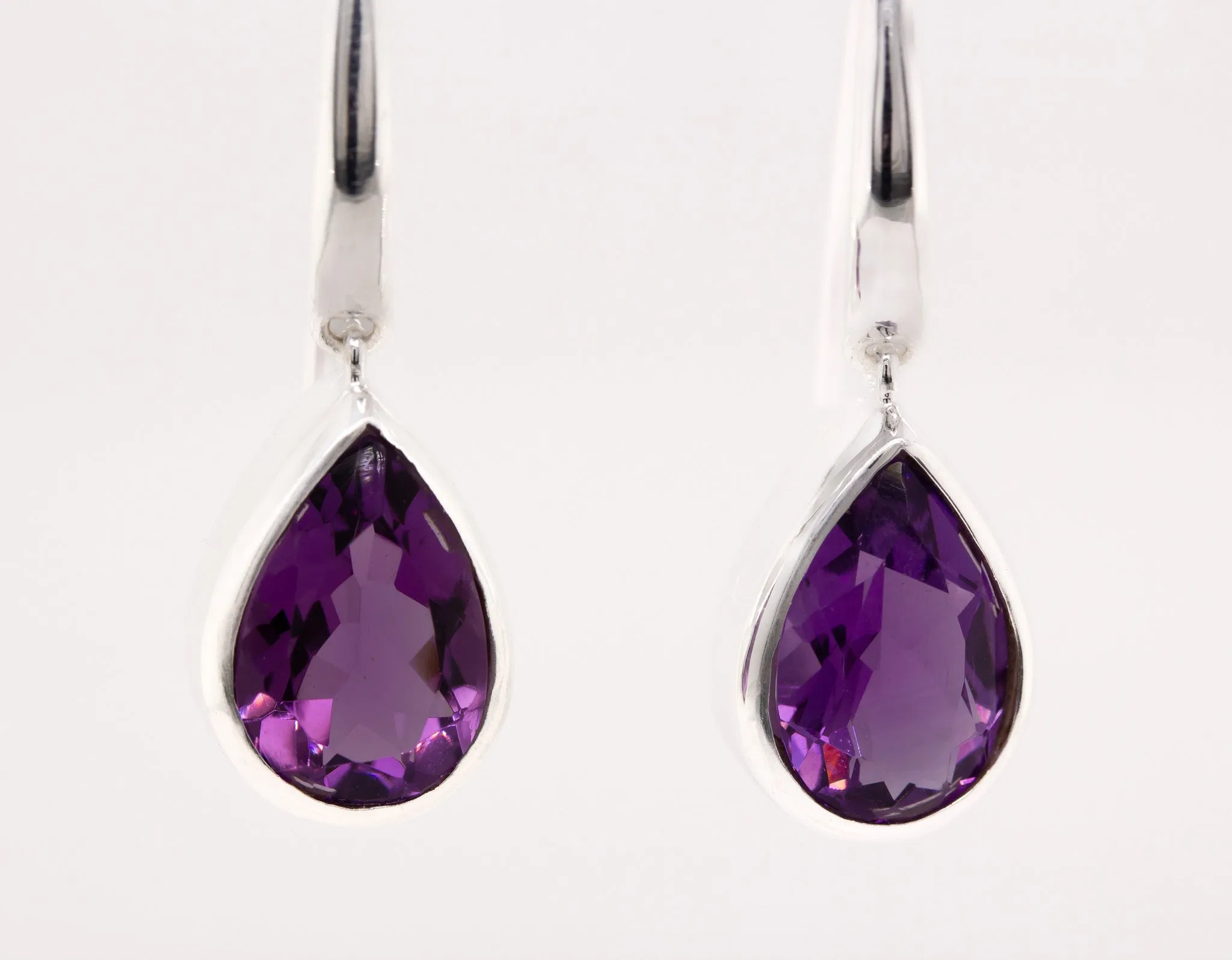 Kaleidoscope Superb Amethyst Pear Earrings on Sterling Silver Hooks