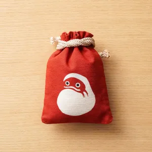 Katazome Small Talisman Bag - Japanese Daruma Doll -,  Drawstring Pouch,  Japanese traditional craft bag