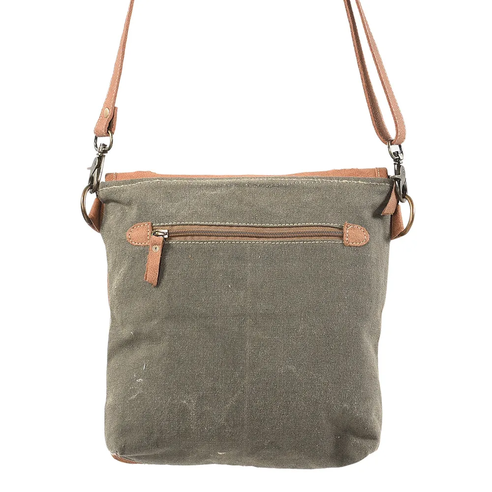 KB218 - KB218-MESSENGER Leather and Upcycled Canvas Ladies Bag 12 x 12 - KB218