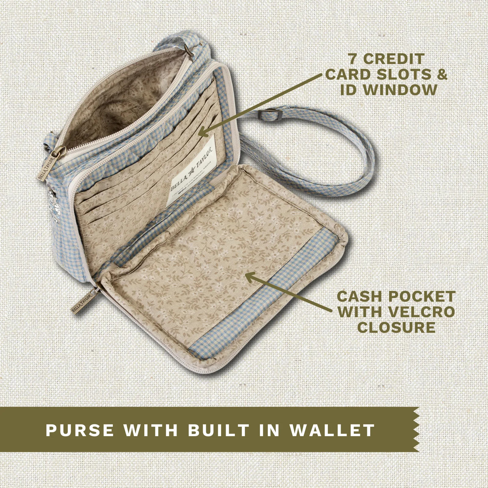 Khaki Patchwork Essentials Wallet Crossbody