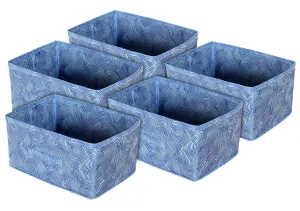 Kuber Industries Laheriya Print Non Woven Fabric 5-Replacement Drawer Storage And Cloth Organizer Unit For Closet (Blue)-Kubmart15992, Clothing