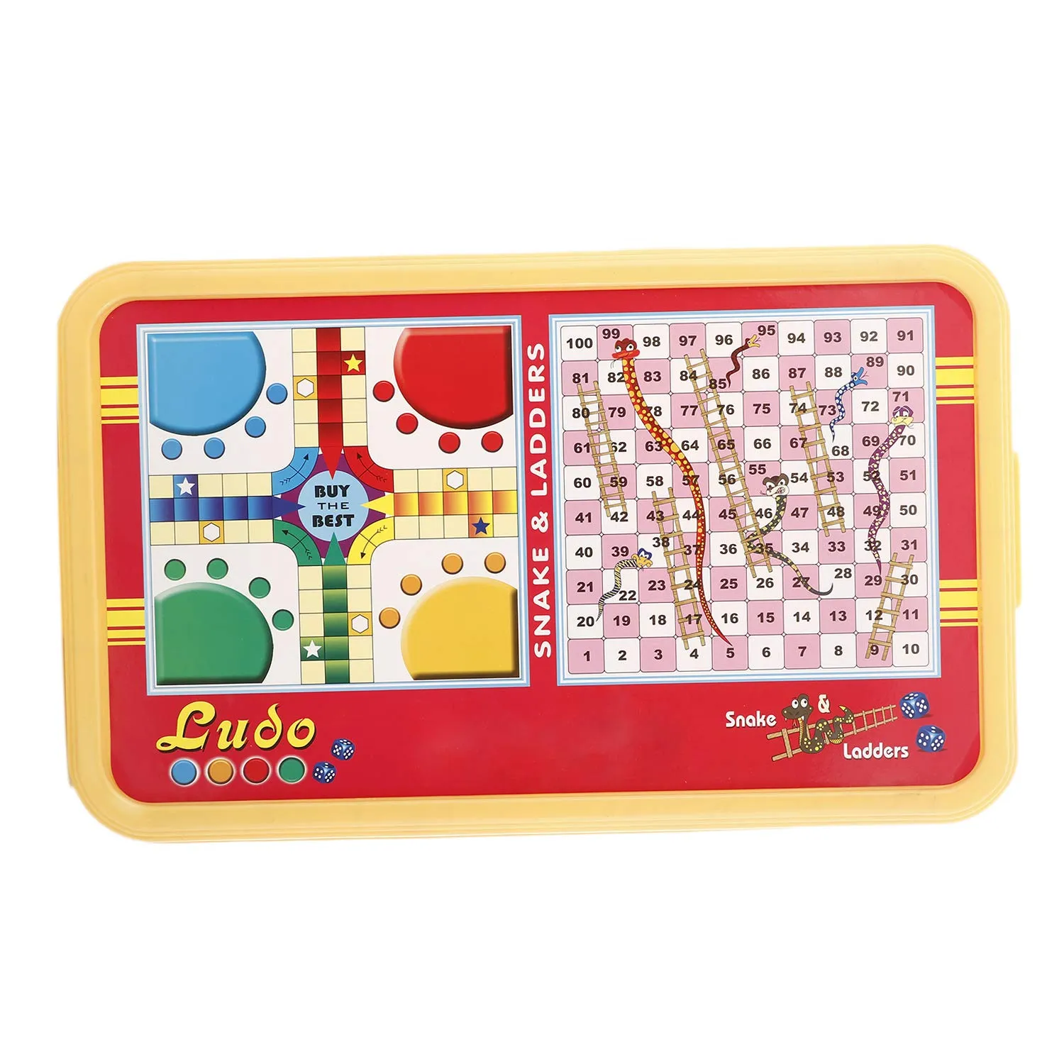 Kuber Industries Plastic Ludo, Snakes and Ladders Printed Foldable Study Table (Yellow) - CTKTC034755