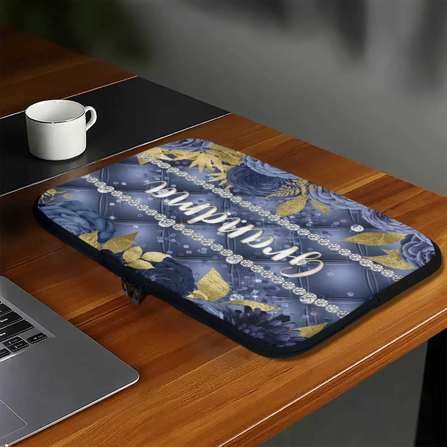 Laptop Sleeve - without handles - Navy Floral - Grandma