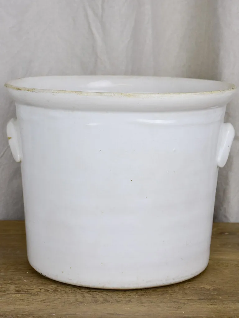 Large French preserving pot with handles - white 11¾"