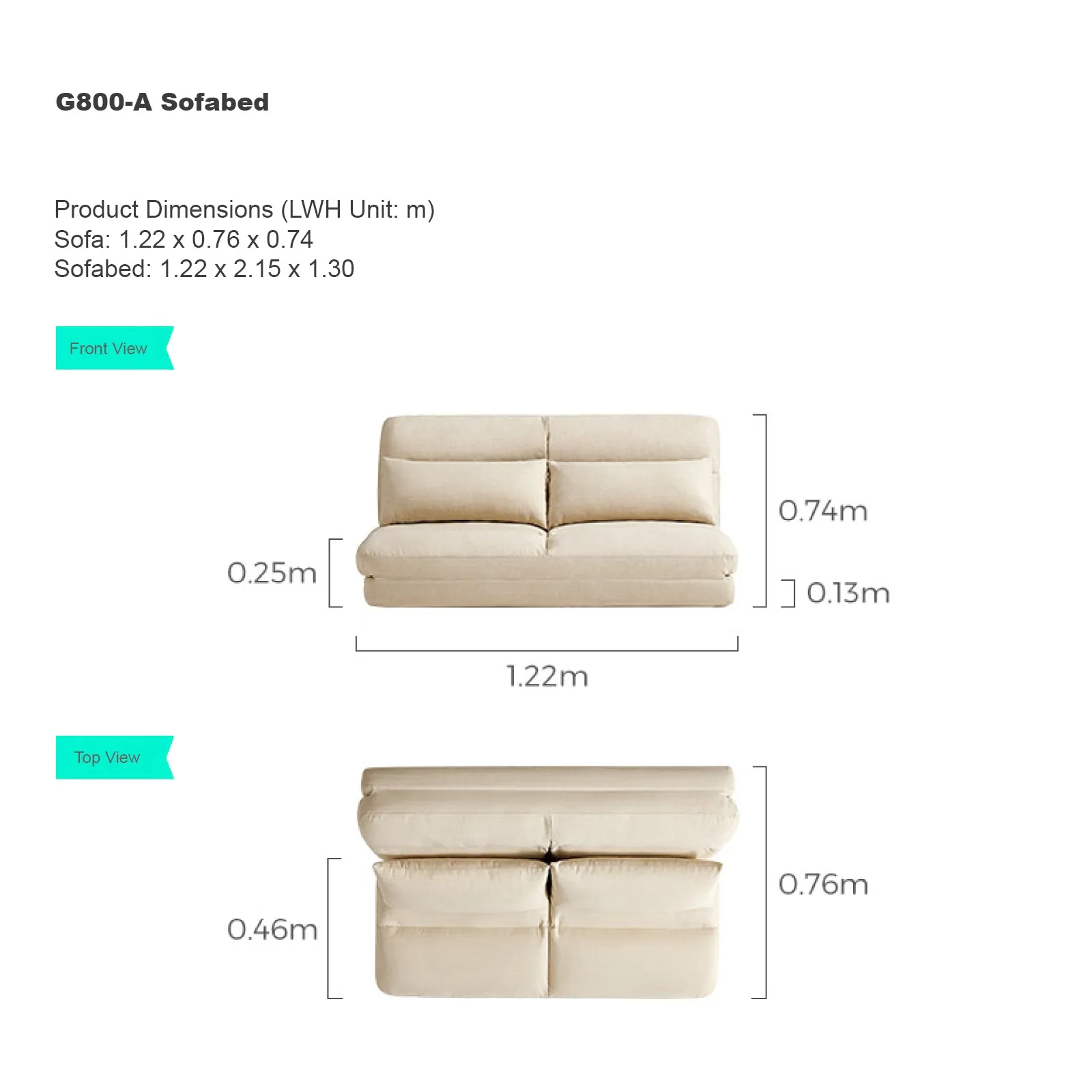 LEO White Cream Foldable Sofa Bed