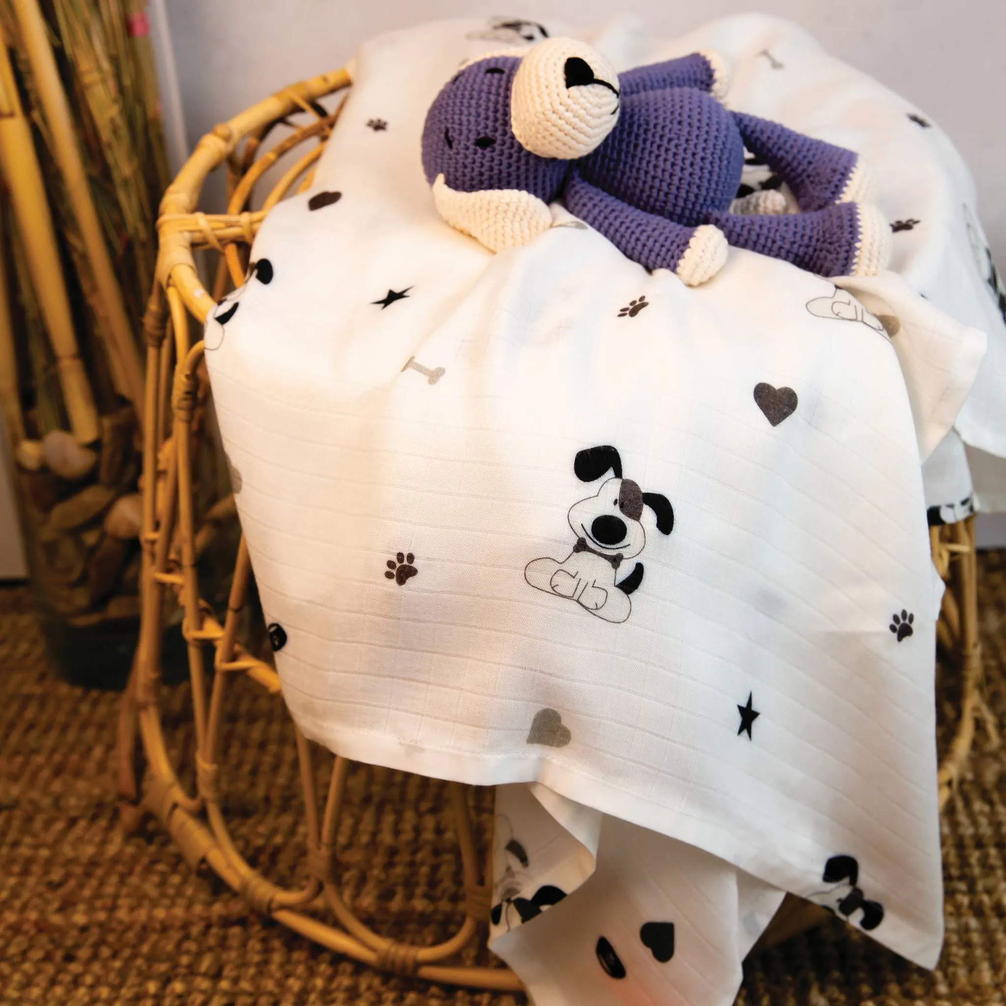 Lovely Doggy Bamboo Large Muslin Cloth