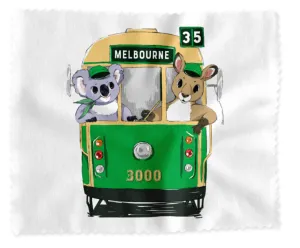 Melbourne Lens Cloth - Green Tram with Animals