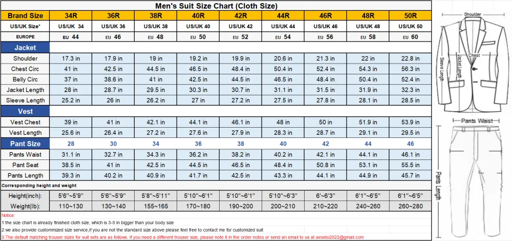 Men's Suit 3 Piece Business Double Button Notch Lapel Jacket (Blazer Vest Pants)