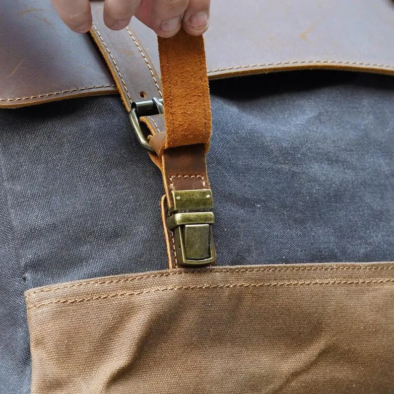 Mens Waxed Canvas Laptop Messenger Bag