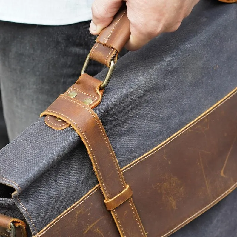 Mens Waxed Canvas Laptop Messenger Bag