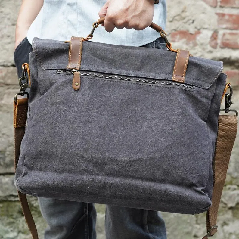 Mens Waxed Canvas Laptop Messenger Bag