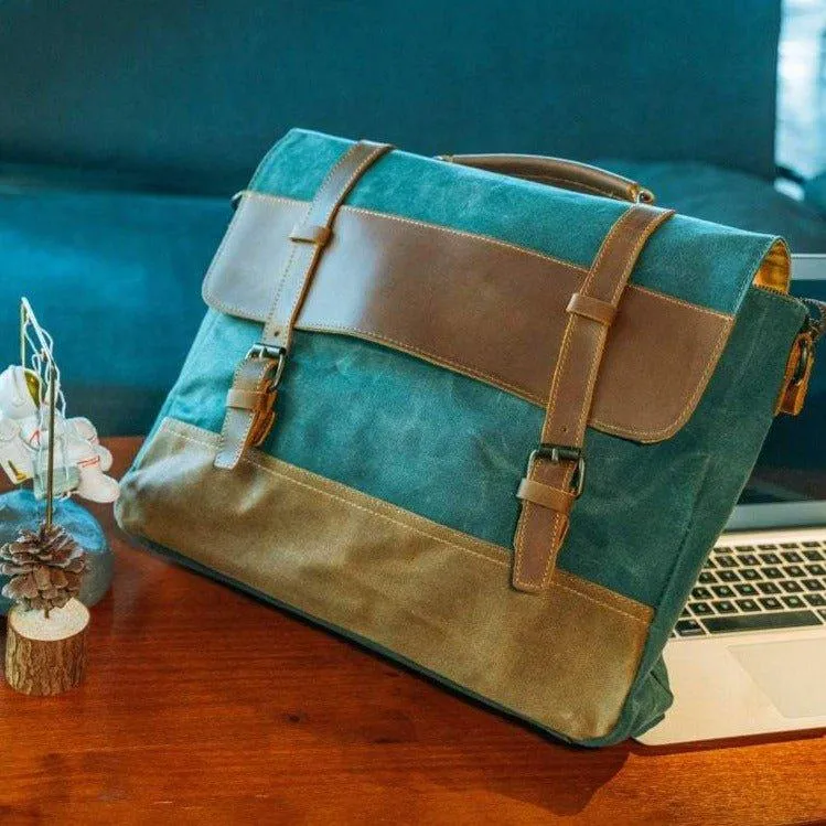 Mens Waxed Canvas Laptop Messenger Bag