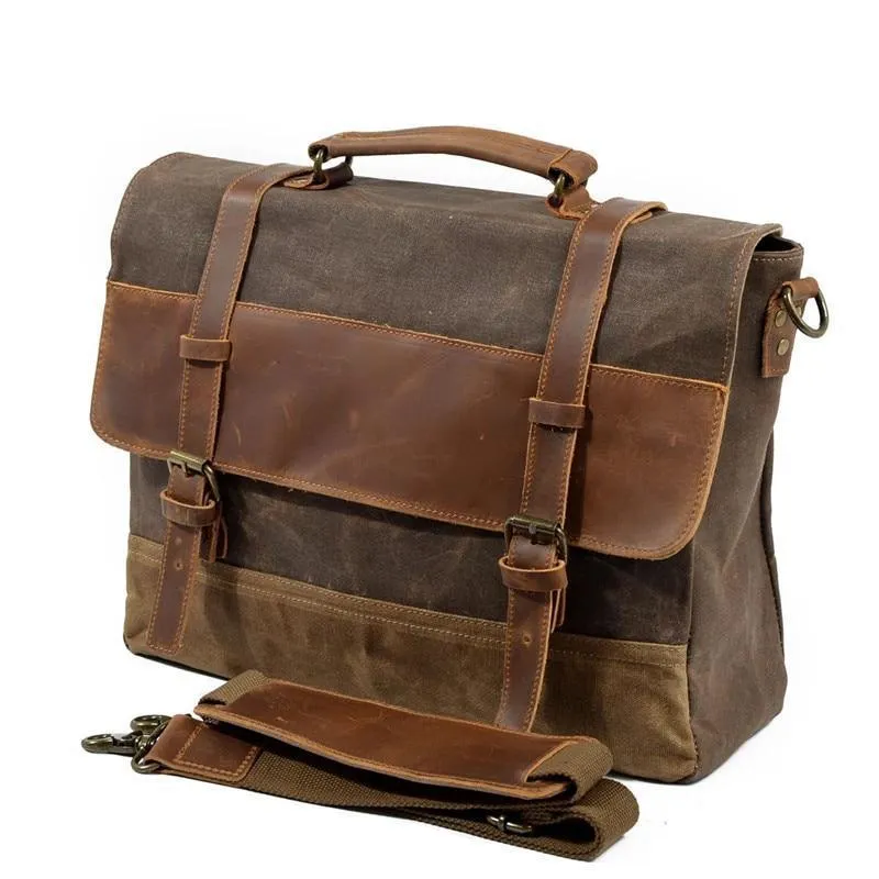 Mens Waxed Canvas Laptop Messenger Bag