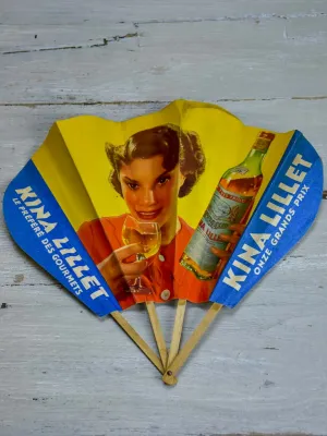 Mid Century Kina Lillet advertising paper fan