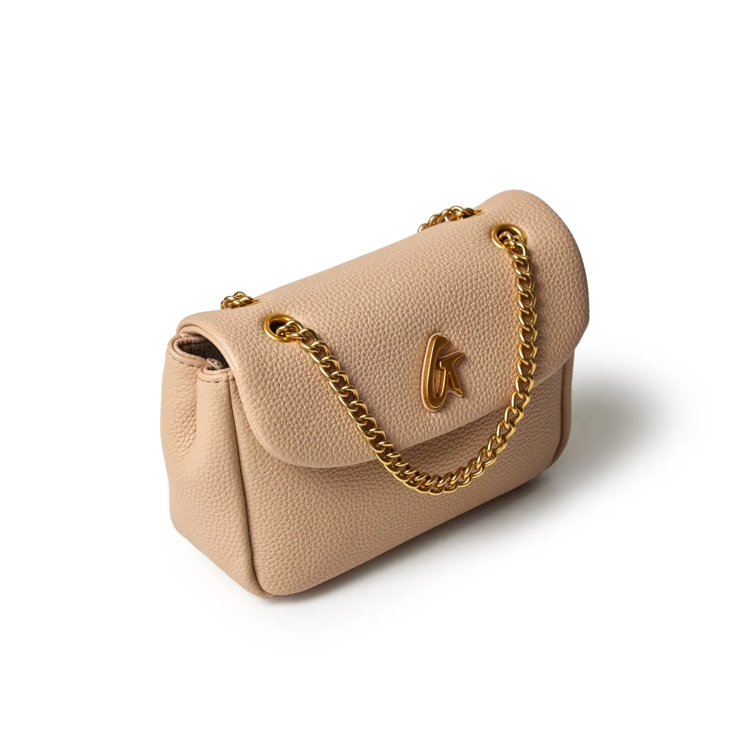 MINI PEBBLE FLAP BAG - NUDE