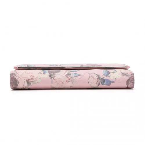 Miss Lulu Ladies' Pink Flower Printed PU Leather Long Purse - Elegant and Functional Wallet