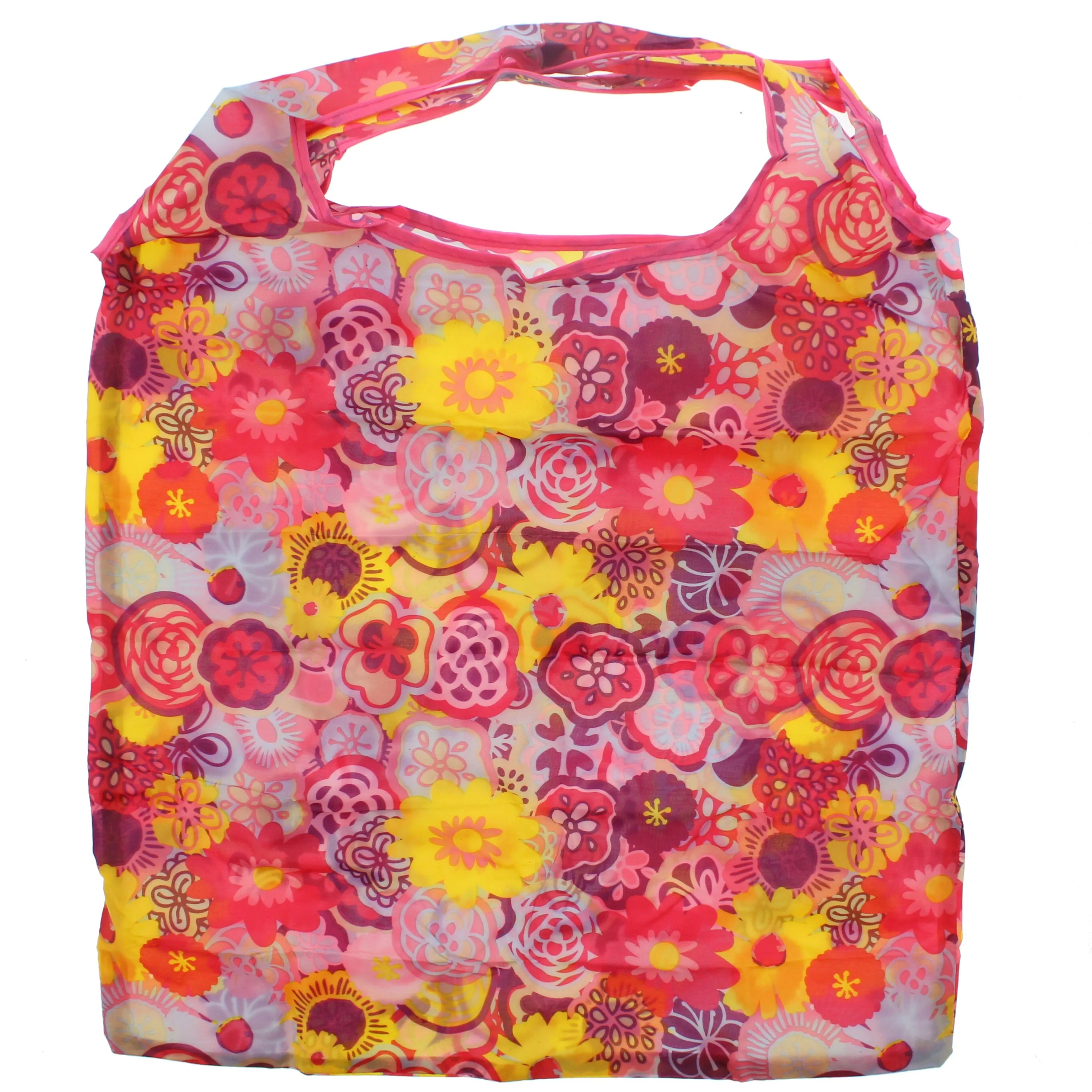 Multicoloured Floral Print Shopping Bag in Pocket Pouch