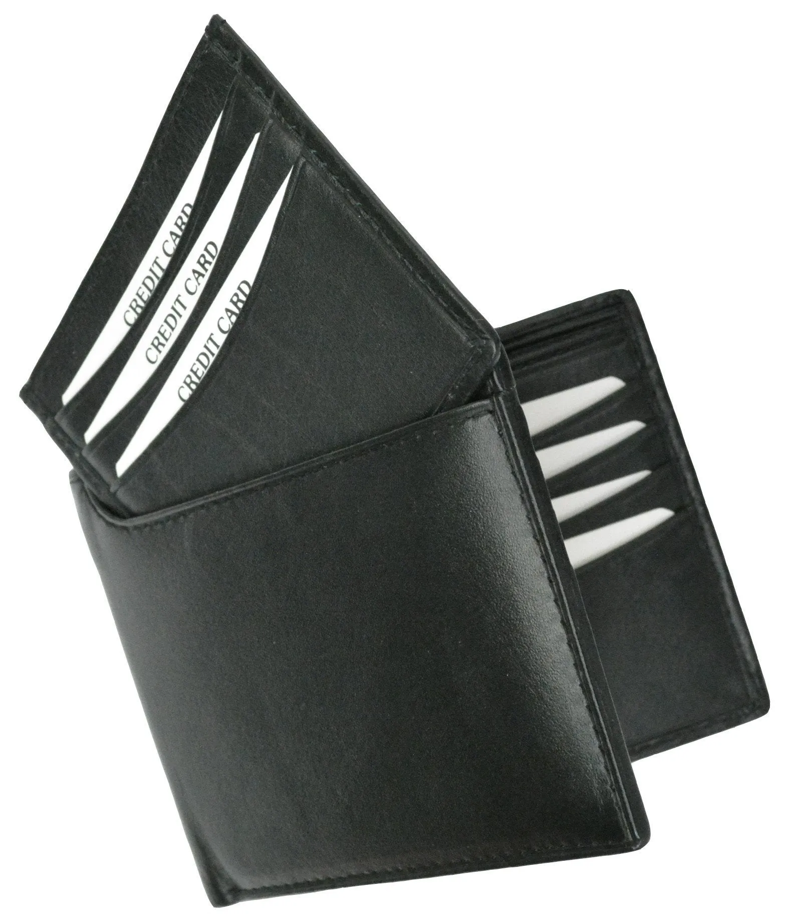 New Genuine Leather Removable Card ID Window Compact Multi Card Wallet with Logo 600 534 BK LOGO