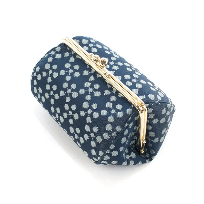 Nishijin-ori Small Pouch - Plum Blossom / Navy Blue -, Made in Kyoto, Japan, Cosmetic Pouch, Makeup Pouch, Japanese Gamaguchi Pouch, Travel Toiletry Pouch, Stationery Pouch, Bag organizer, Bag in Bag