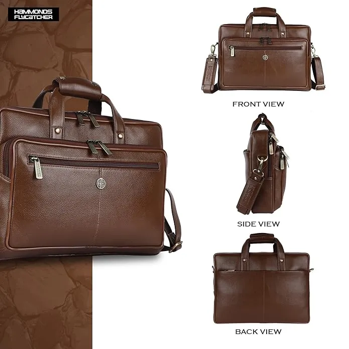 Office Shoulder Bag for Laptop - Genuine Leather - Fits 14 to 16 Inch Laptop/MacBook - 1 Year Warranty