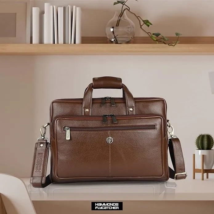 Office Shoulder Bag for Laptop - Genuine Leather - Fits 14 to 16 Inch Laptop/MacBook - 1 Year Warranty