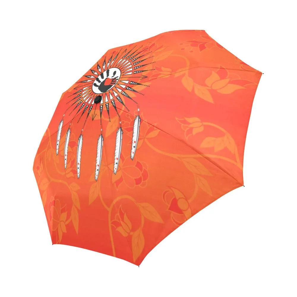 Orange Days Orange Feather Directions Auto-Foldable Umbrella