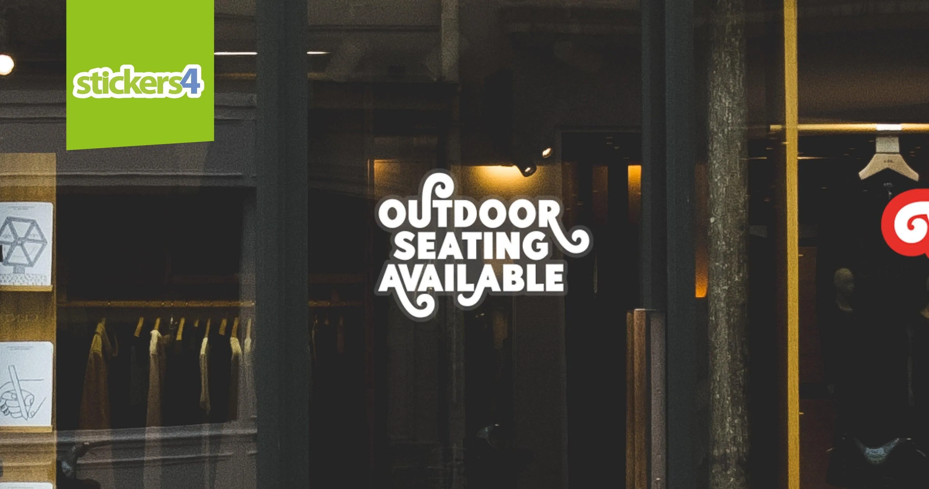 Outdoor Seating Available - White Single-sided Window Cling Sticker