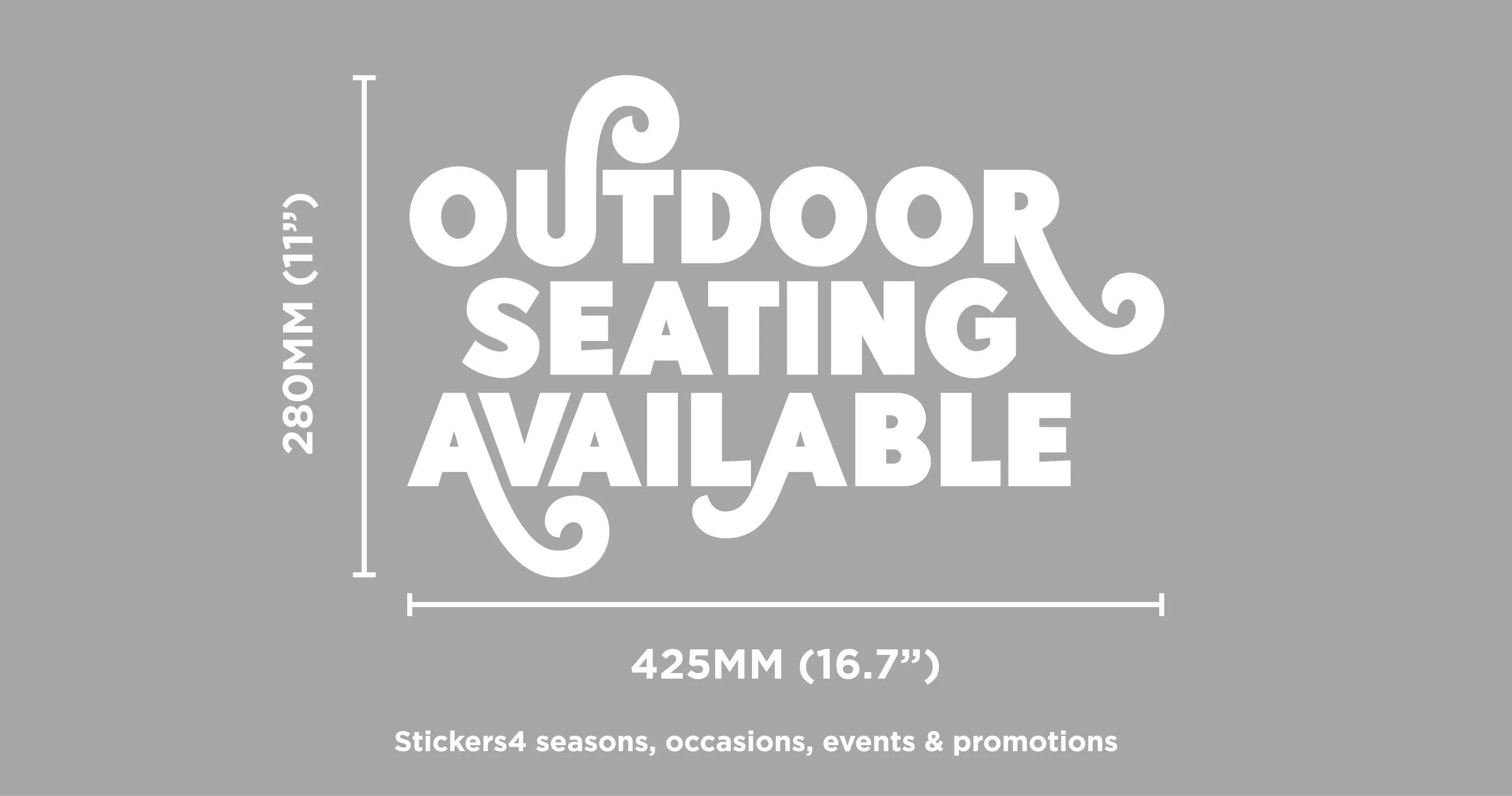 Outdoor Seating Available - White Single-sided Window Cling Sticker