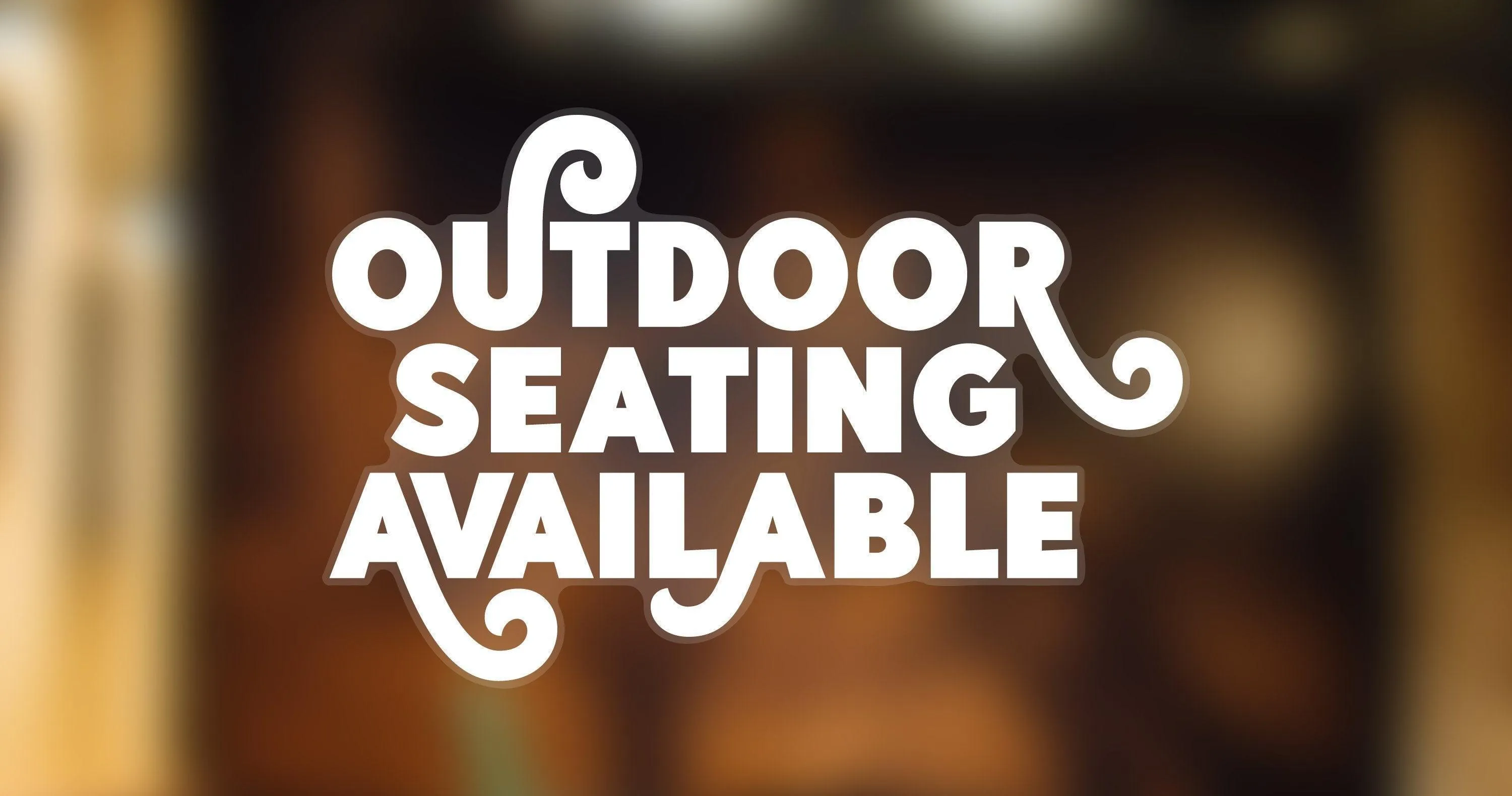 Outdoor Seating Available - White Single-sided Window Cling Sticker