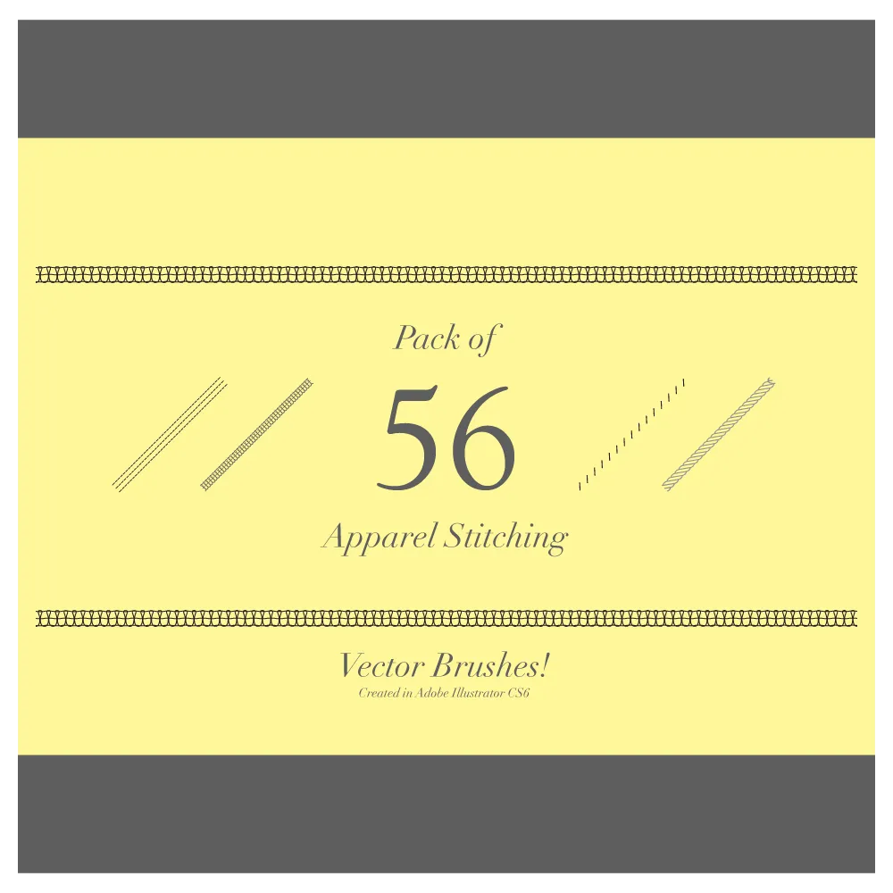 Pack of 56 Apparel Stitching Vector Brushes