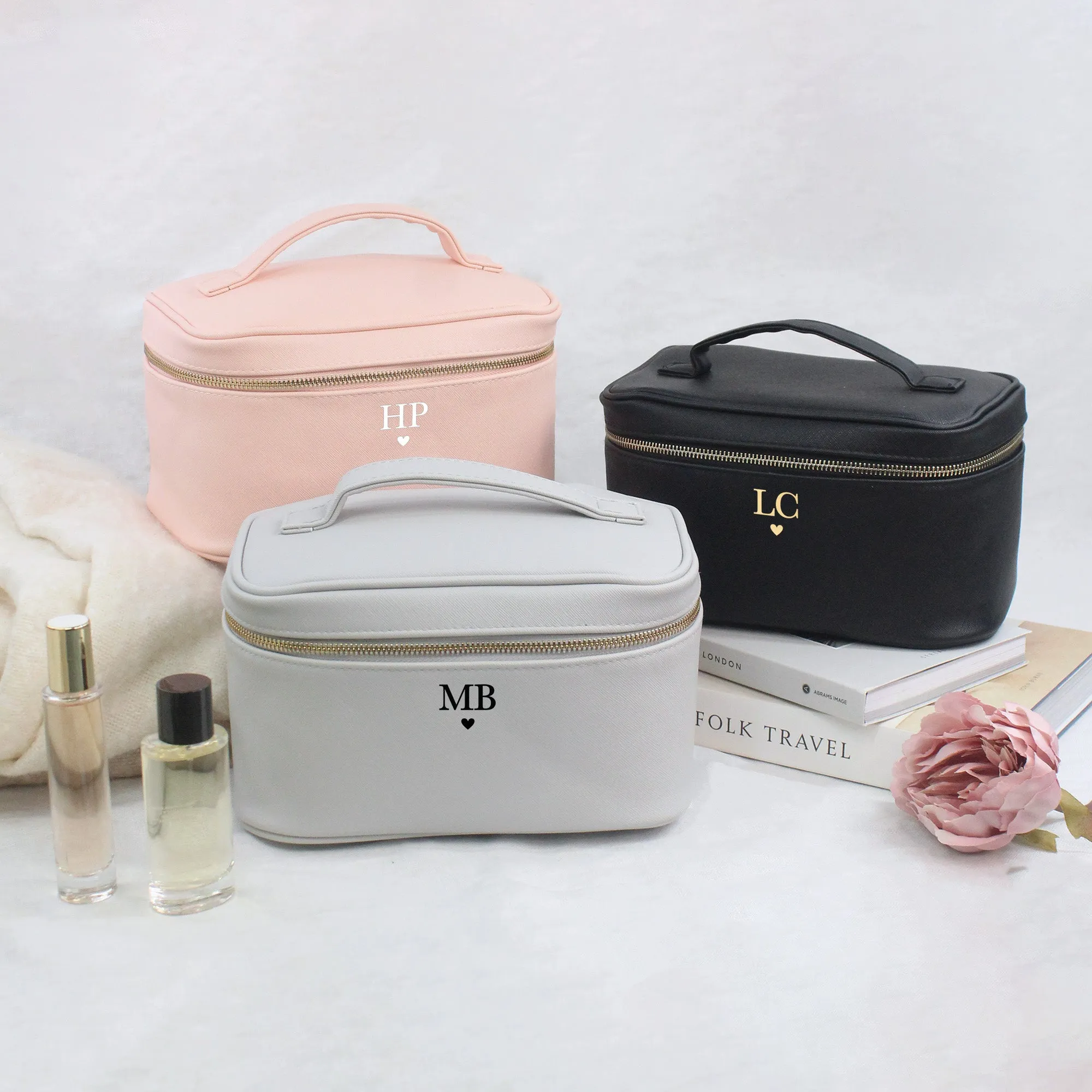 Personalised Vanity Make Up Bag with Initials & Heart